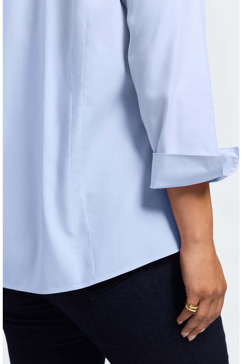 'Taylor' Three-Quarter Sleeve Non-Iron Cotton Shirt, Alternate, color, BLUE WAVE
