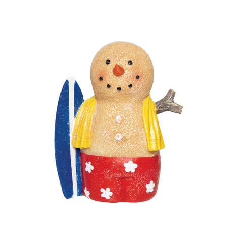 Sand Snowman w/Blue Surf Board Figurine