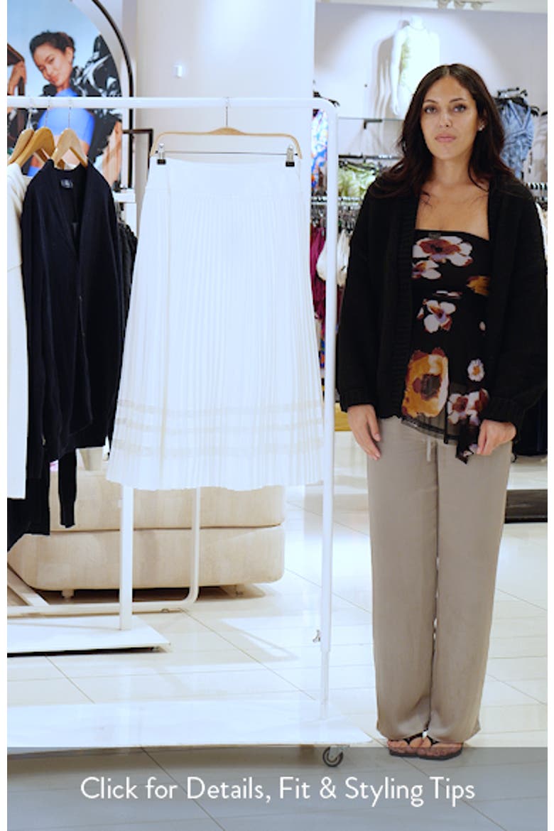 Lace Trim Crepe Pleat Midi Skirt video