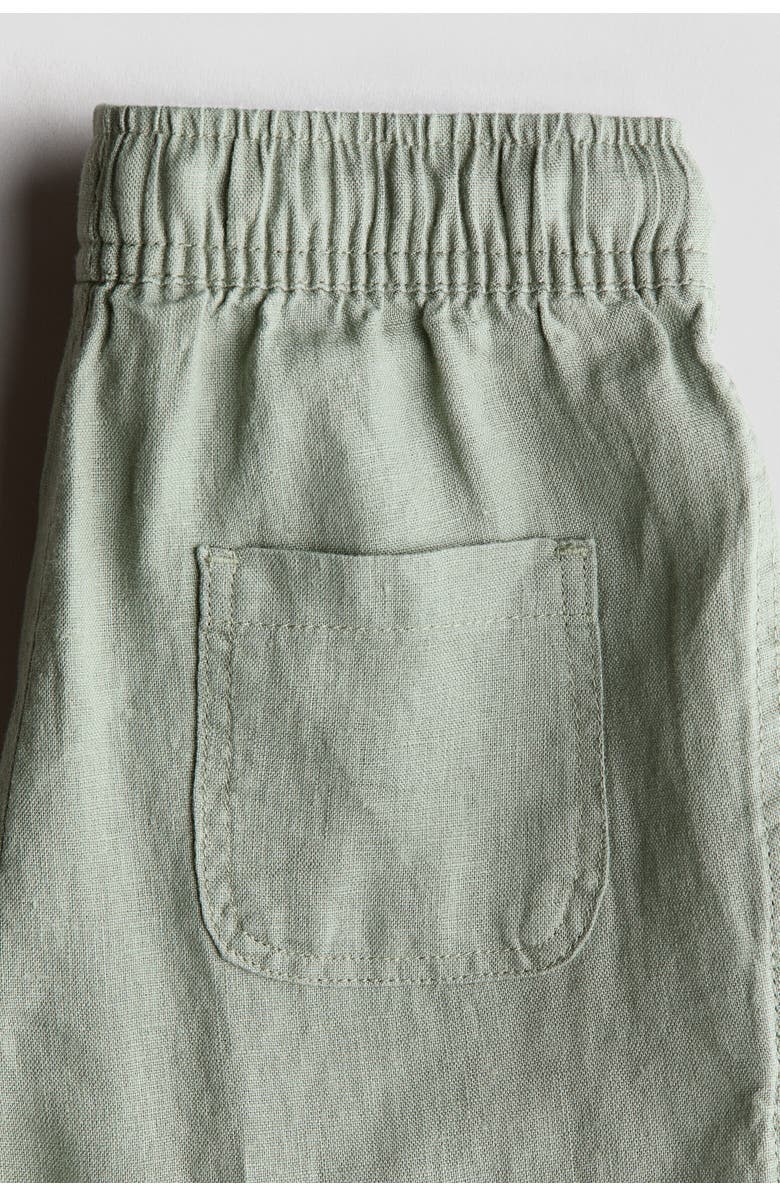 H&M Linen Shorts, Alternate, color, Light Khaki Green