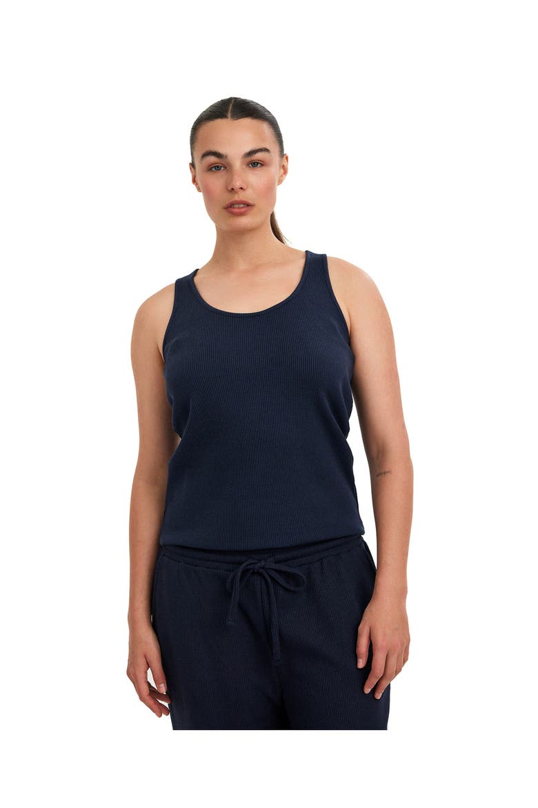 Summer Lounge Waffle Racerback Tank Top, Main, color, Navy