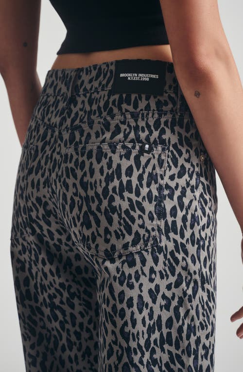 Brooklyn Industries Leopard Print Baggy Fit Barrel Jeans In Gray