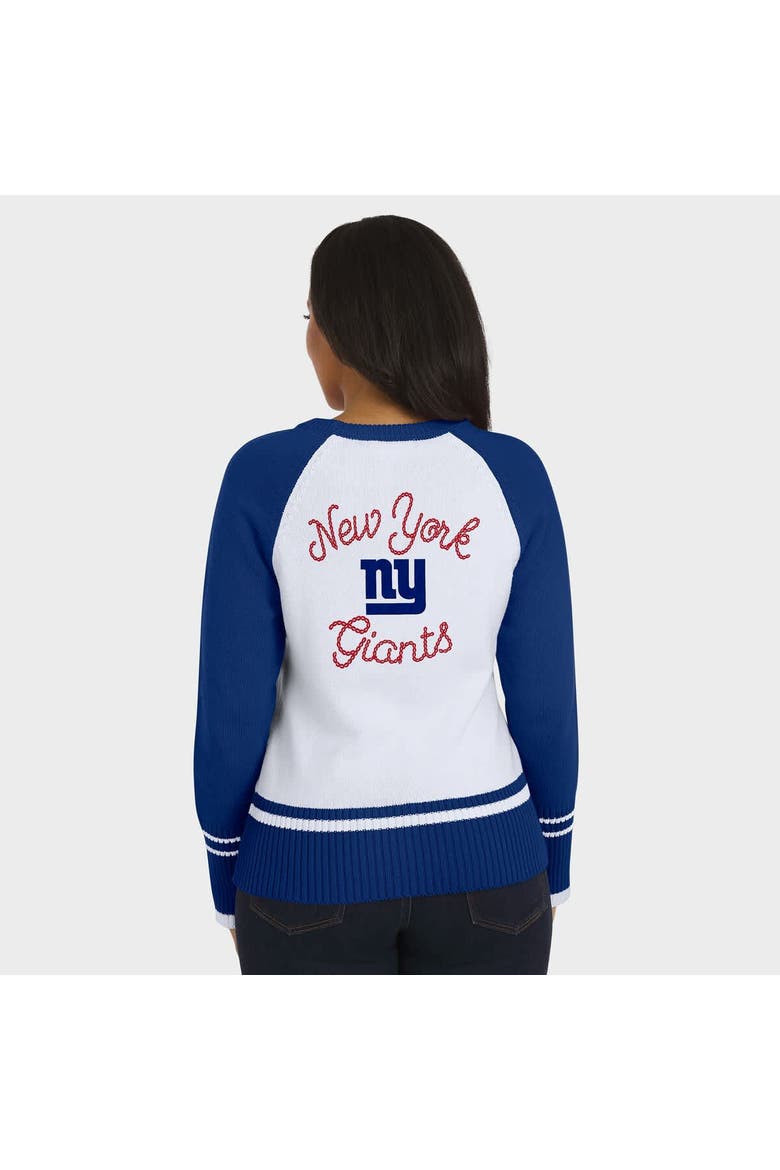 Women's WEAR by Erin Andrews White/Royal New York Giants Colorblock Raglan Sweater, Alternate, color, White