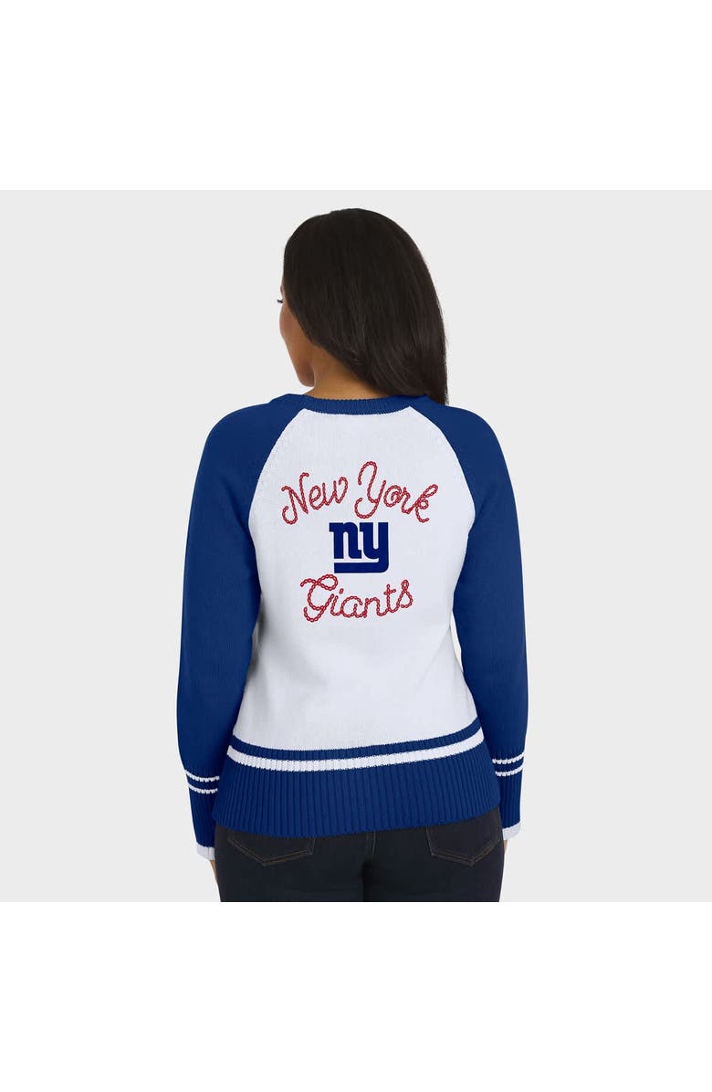 WEAR by Erin Andrews Women's WEAR by Erin Andrews White/Royal New York Giants Colorblock Raglan Sweater, Alternate, color, White