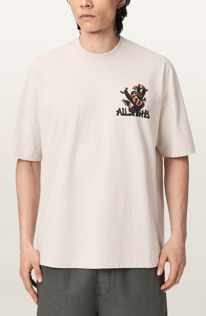AllSaints Solmar Graphic Cotton T-Shirt, Main, color, Dusk White