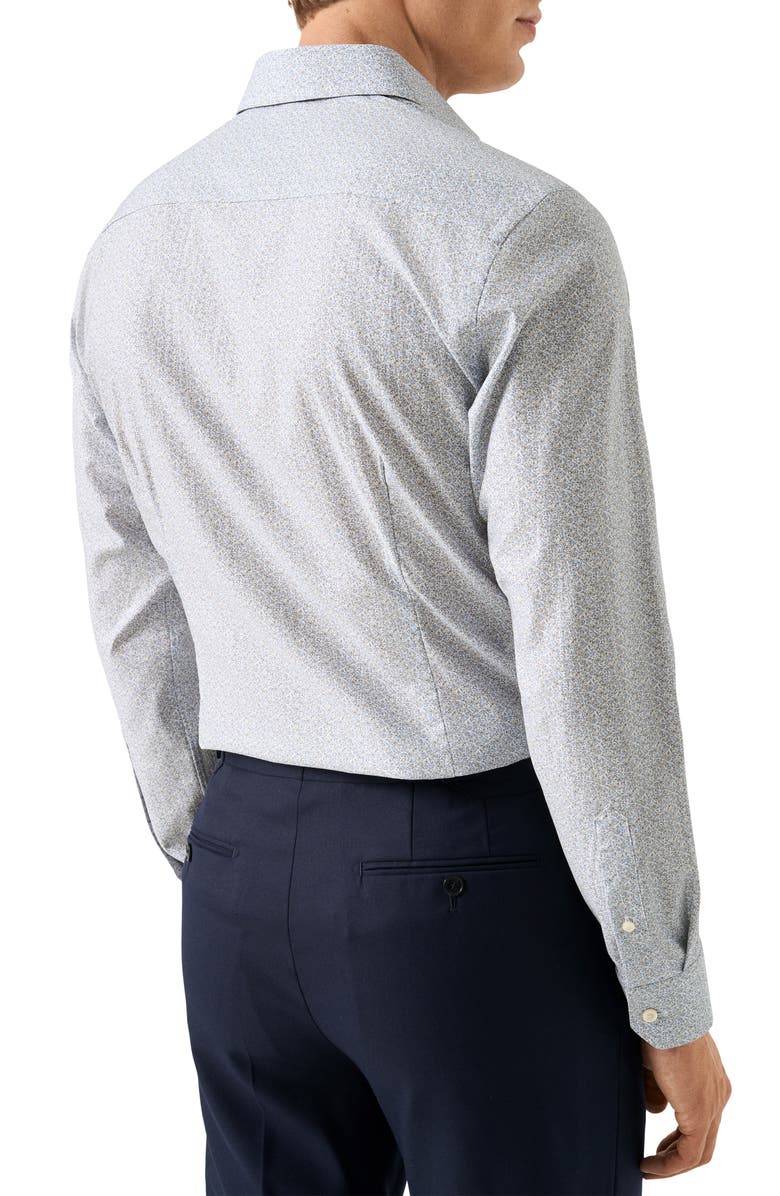 Eton Slim Fit Floral Crease Resistant Cotton Oxford Cloth Dress Shirt, Alternate, color, Medium Blue