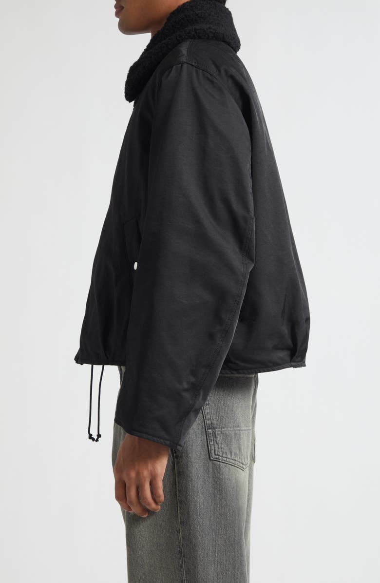 OUR LEGACY Ace Water Repellent Jacket with Detachable Faux-Fur Collar, Alternate, color, Black Aero Nylon