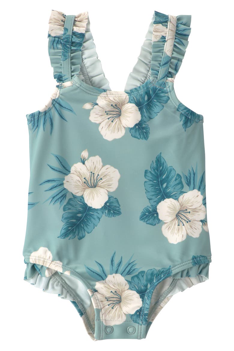 Floral One-Piece UPF 50+ Swimsuit, Main, color, HIBISCUS
