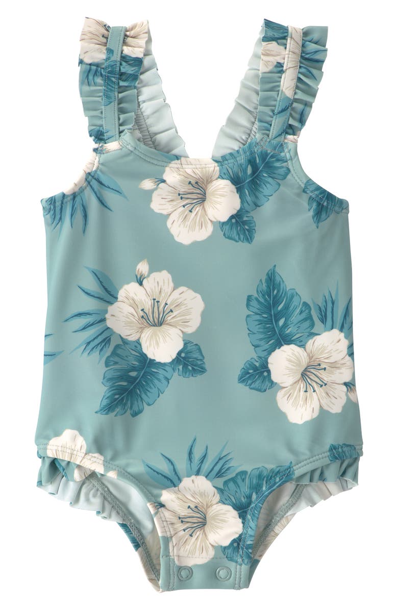 Little Planet Floral One-Piece UPF 50+ Swimsuit, Main, color, Hibiscus