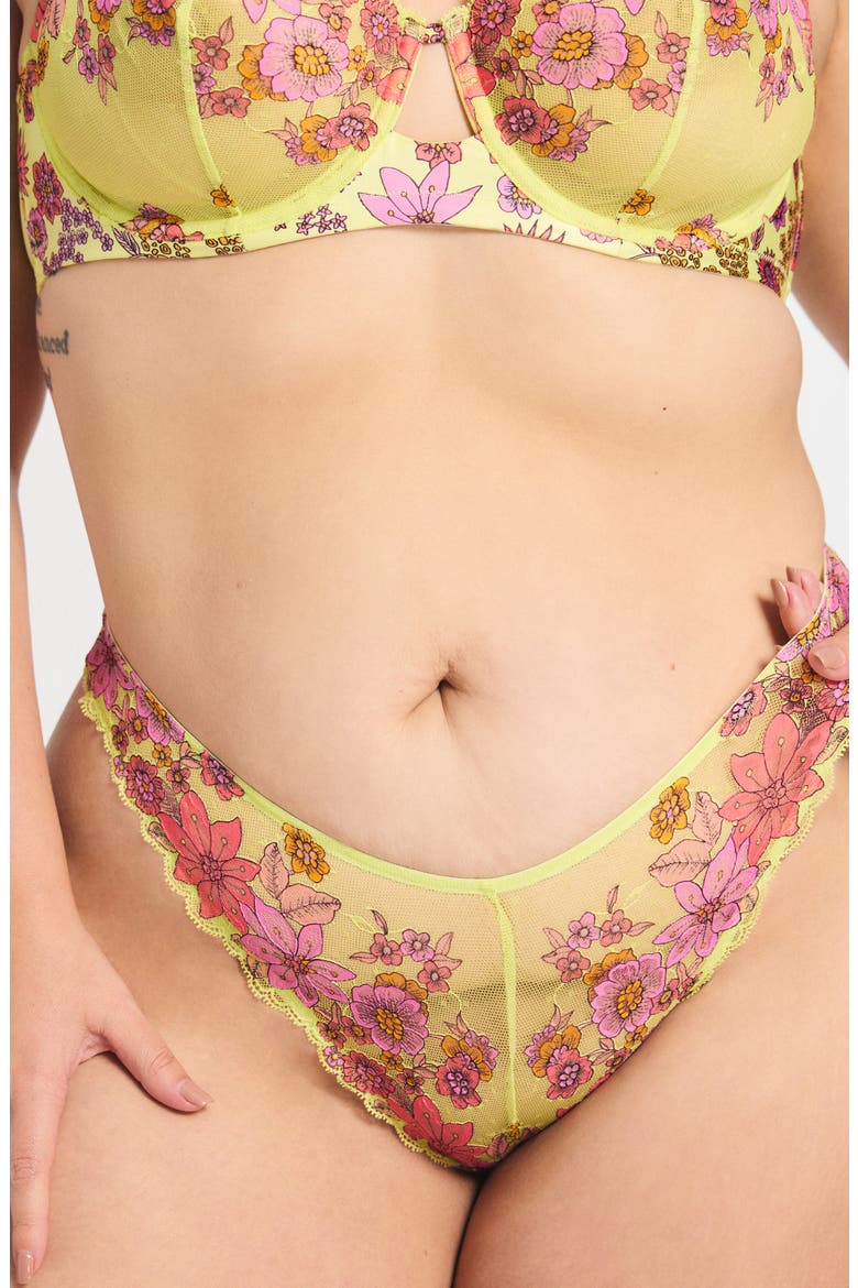 Mod Poppy Brazilian Panties, Alternate, color, SUNNY LIME FLORAL PLAY LACE