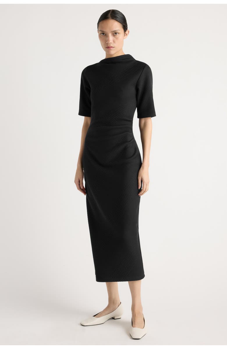 Modern Citizen Evie Ribbed-Knit Jersey Dress, Main, color, Black