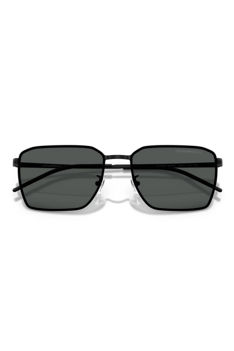 60mm Square Sunglasses, Alternate, color, MATTE BLACK / DARK GREY