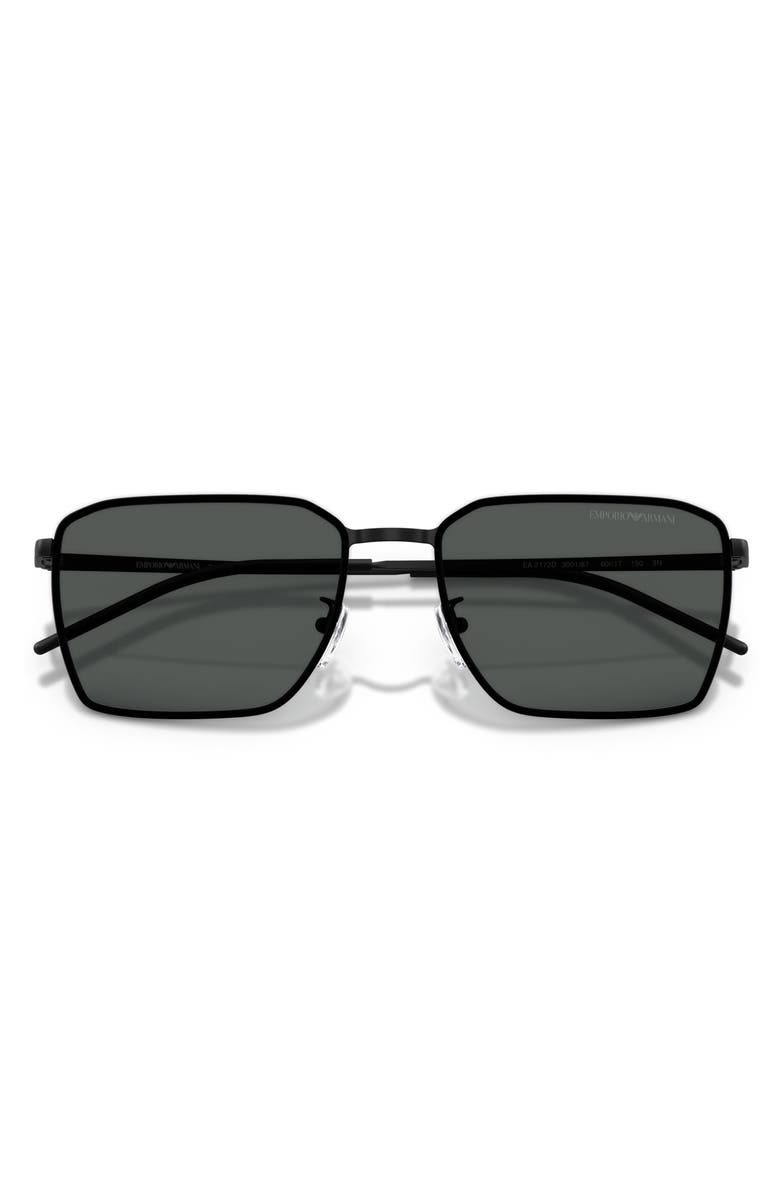 Emporio Armani 60mm Square Sunglasses, Alternate, color, Matte Black / Dark Grey