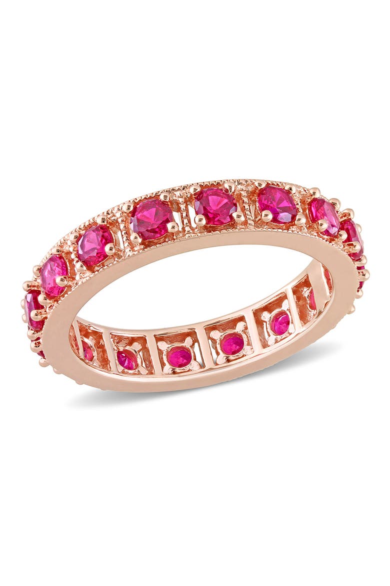 Sterling Silver Created Ruby Ring, Main, color, RED