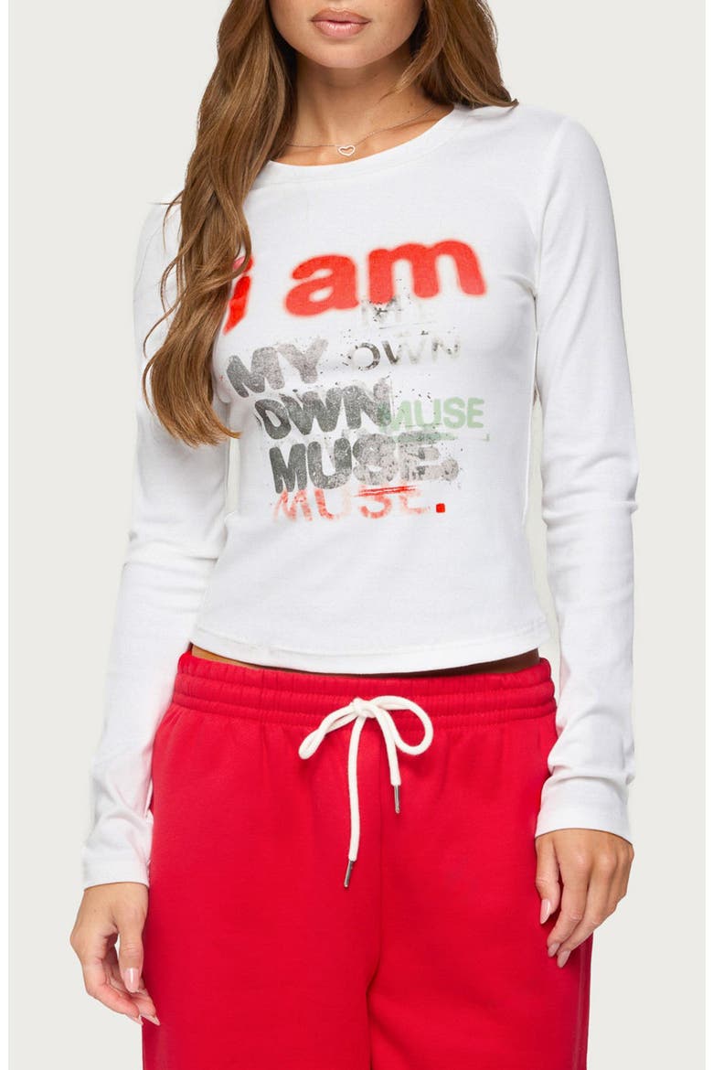 My Own Muse Graphic Long Sleeve T-Shirt, Main, color, WHITE