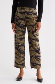 THE GREAT. The Convoy Camo High Waist Ankle Cargo Pants
