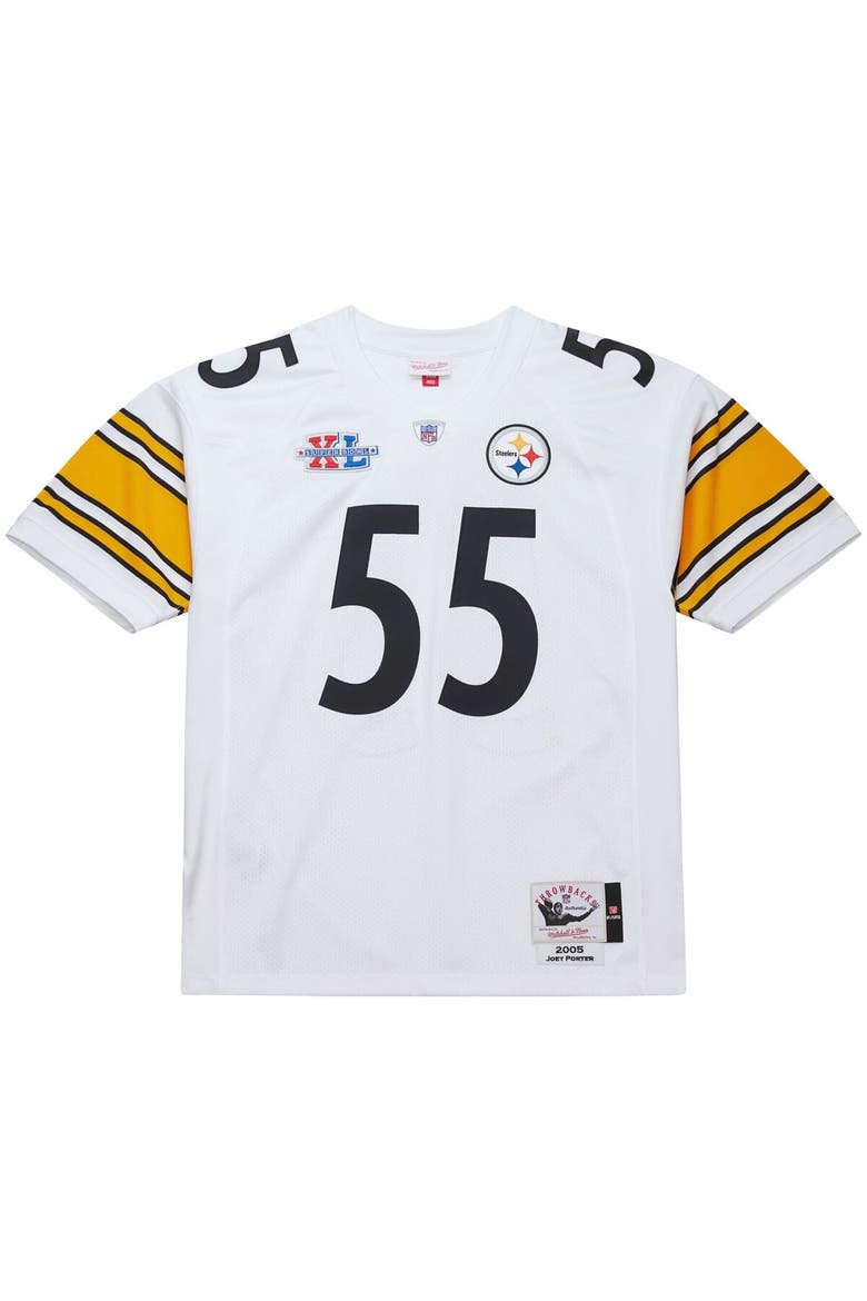 Men's Mitchell & Ness Joey Porter White Pittsburgh Steelers 2005 Authentic Throwback Retired Player Jersey, Alternate, color, White