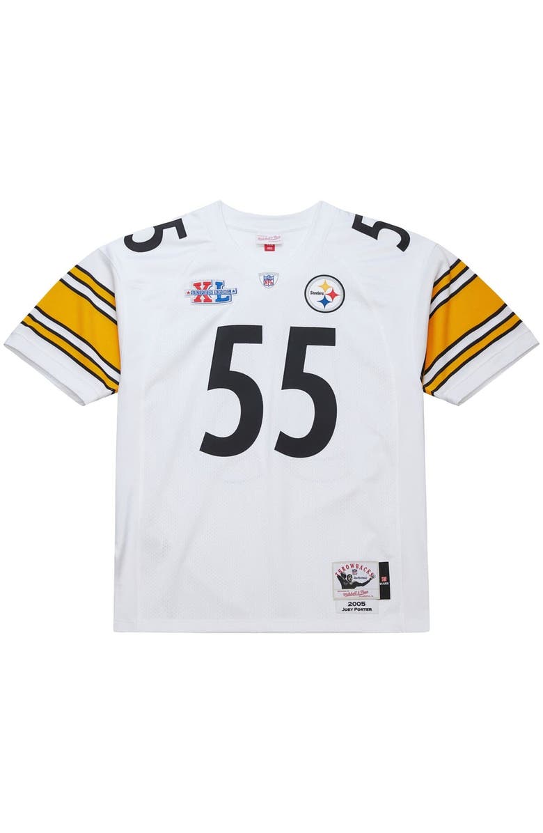 Mitchell & Ness Men's Mitchell & Ness Joey Porter White Pittsburgh Steelers 2005 Authentic Throwback Retired Player Jersey, Alternate, color, White