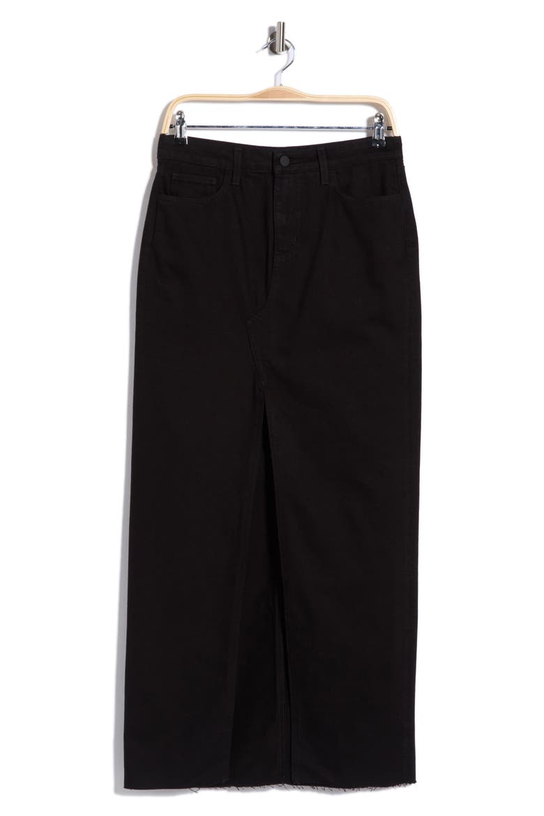Rysa Front Slit Denim Maxi Skirt, Alternate, color, NOIR