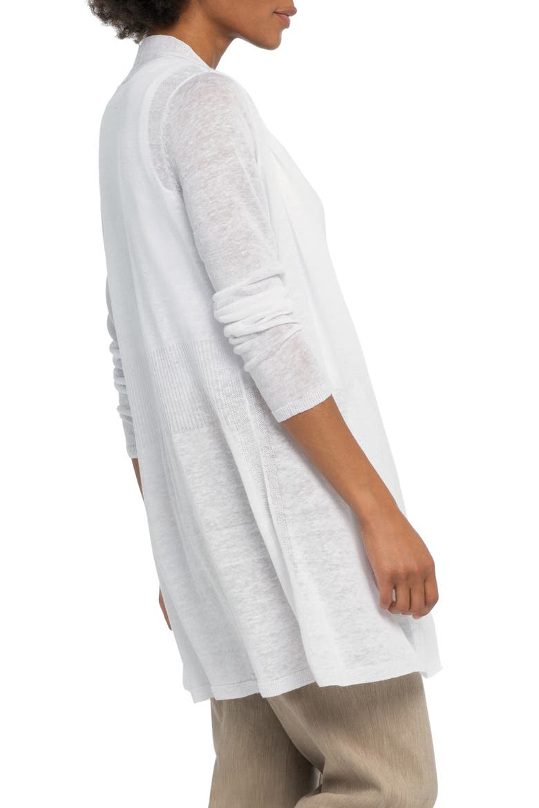 Open Front Linen Blend Long Cardigan, Alternate, color, PAPER WHITE
