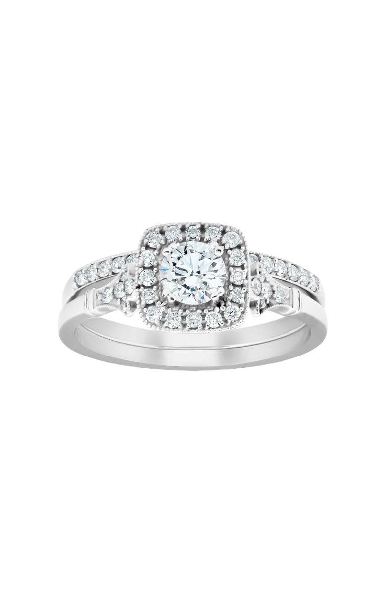 Bliss Diamond .75 Ct Cushion Halo Diamond Engagement Wedding Ring Set 14k Gold Lab Grown, Main, color, 
