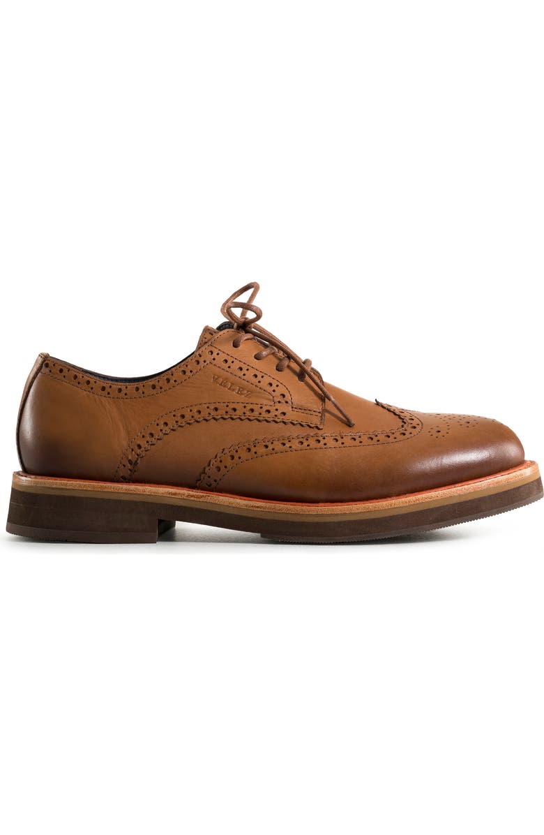 Velez Brogue Leather Shoes with Traditional Cuts, Main, color, Honey