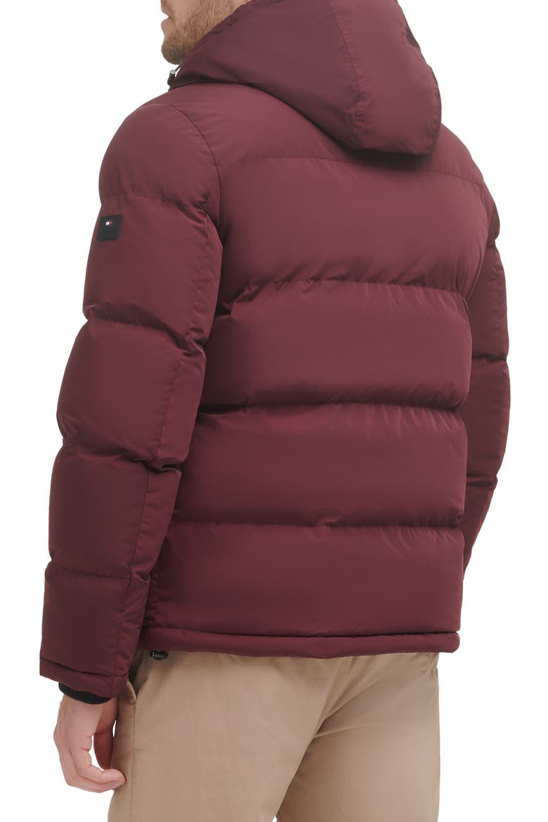 Hooded Puffer Jacket with Faux Shearling Lining, Alternate, color, PORT