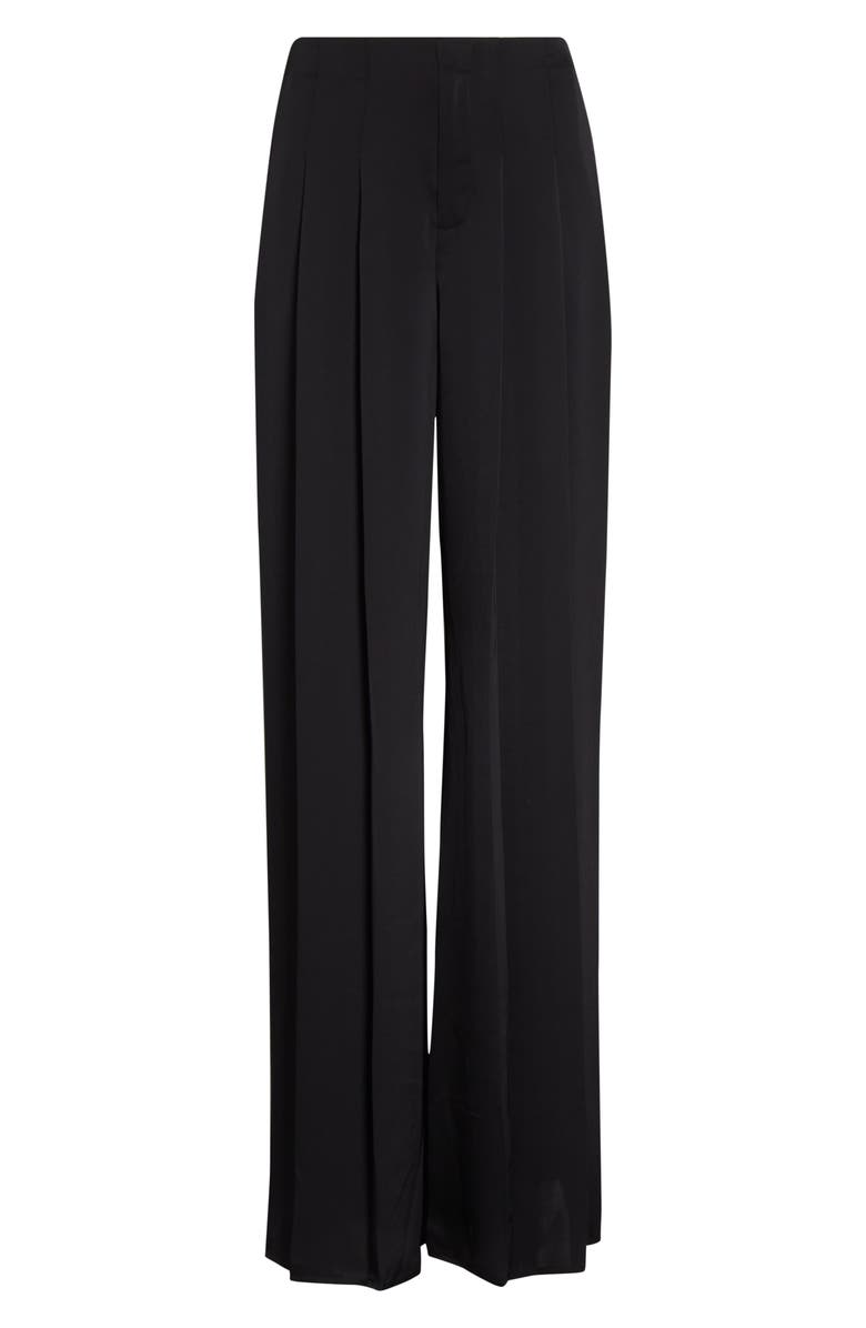Ramy Brook Yvette Satin Wide Leg Pants, Alternate, color, Black