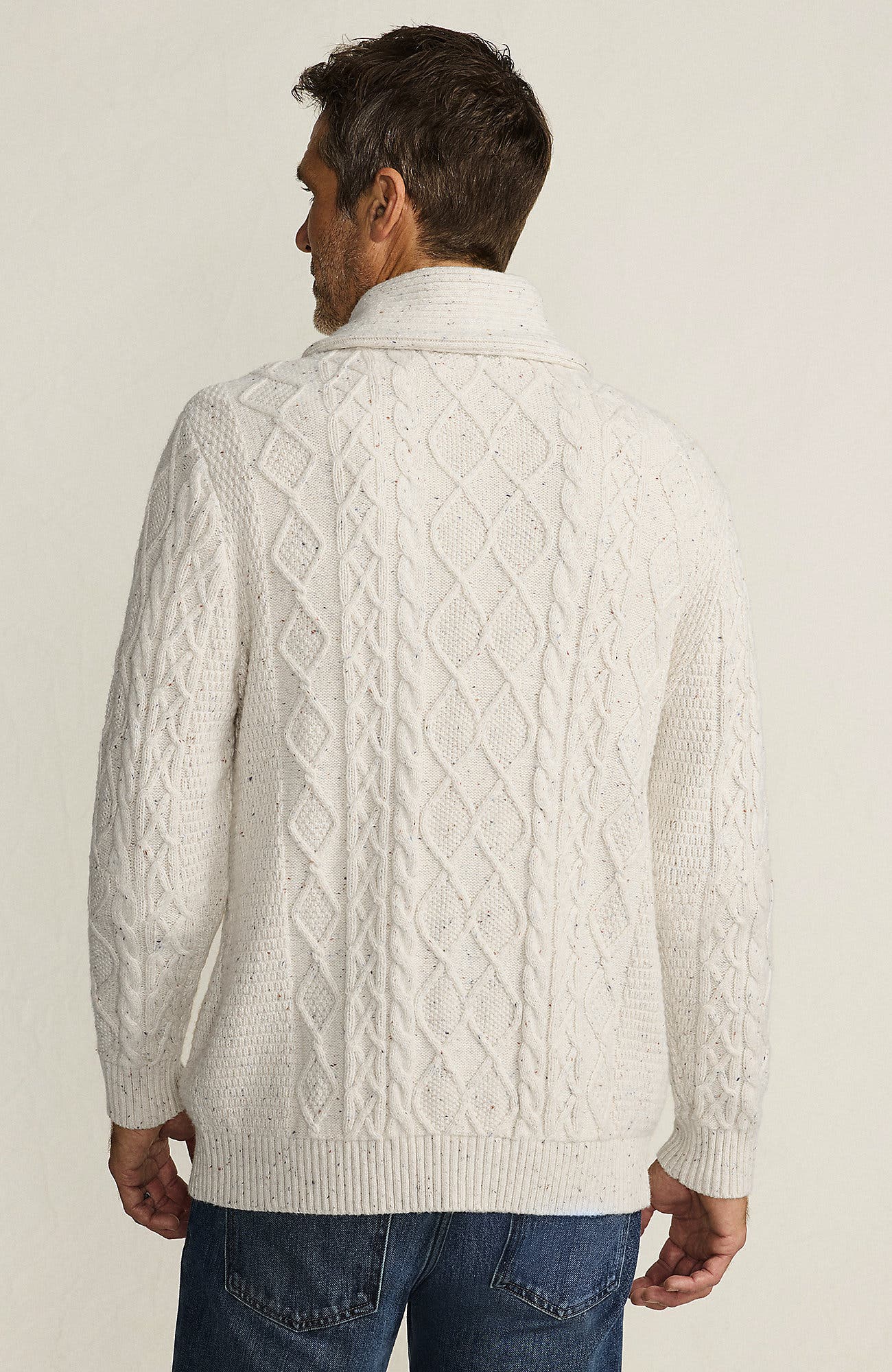 Cotton Blend Cable Shawl Cardigan Sweater - image 2