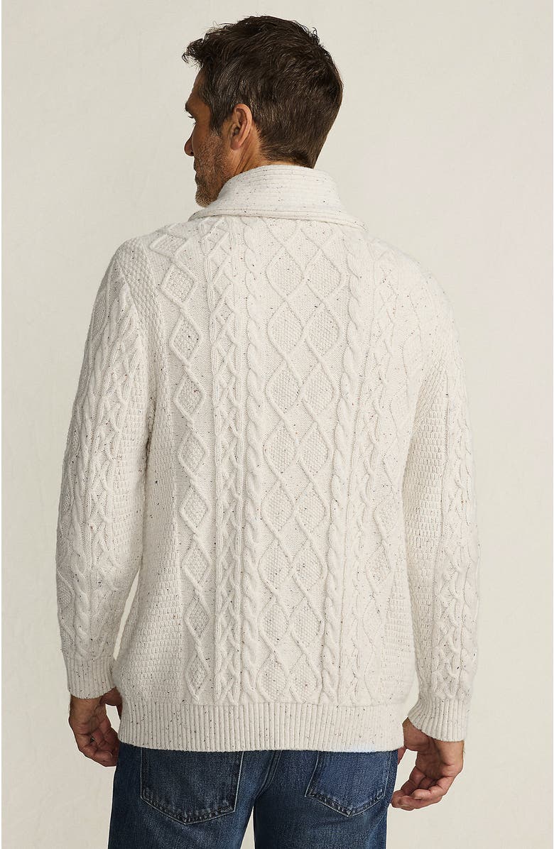 Lands' End Cotton Blend Cable Shawl Cardigan Sweater, Alternate, color, Antiqued Alabaster Donegal