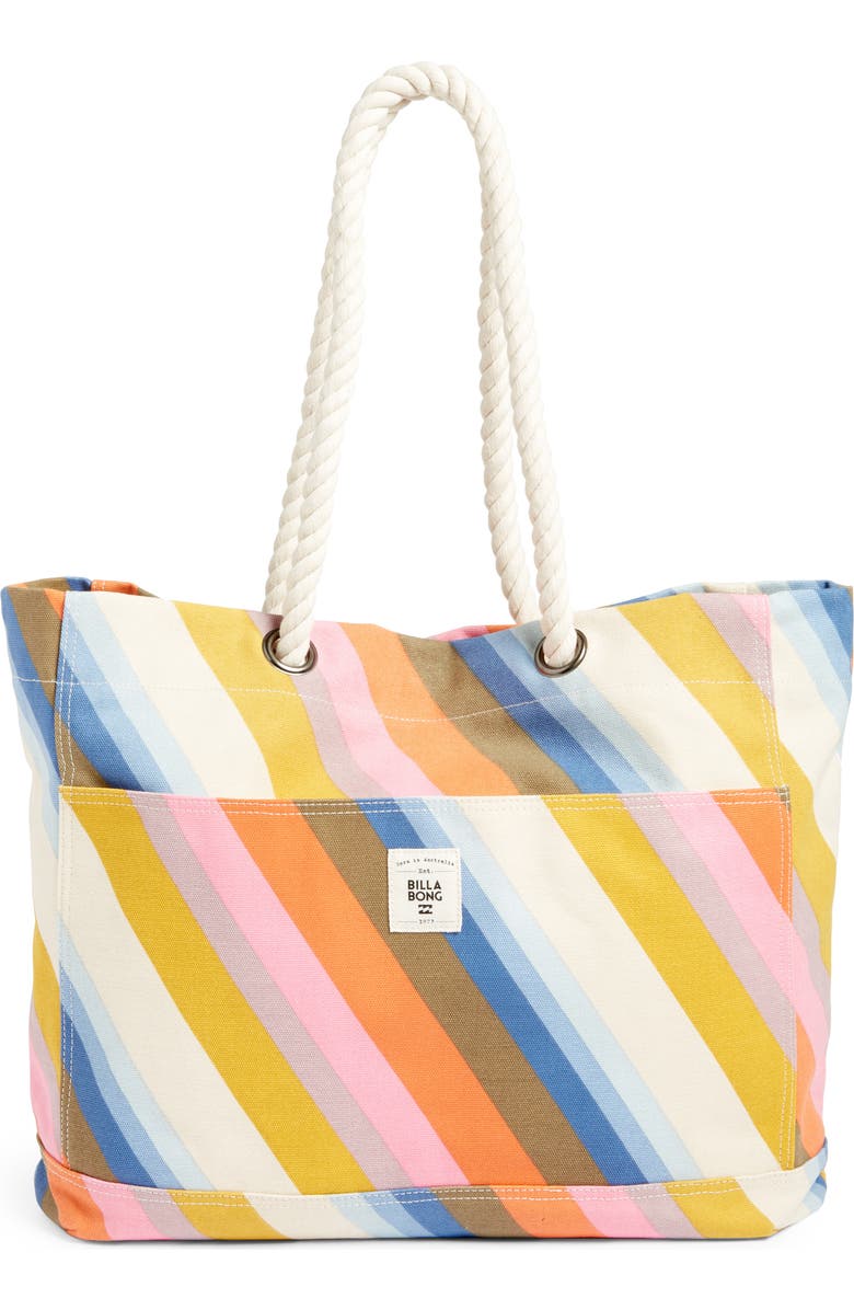 Billabong Sea Ya Stripe Canvas Beach Tote, Main, color,