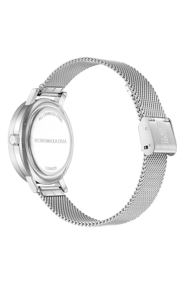 BCBG Max Azria 3D Flower Quartz Mesh Strap Watch, 38mm, Alternate, color, 