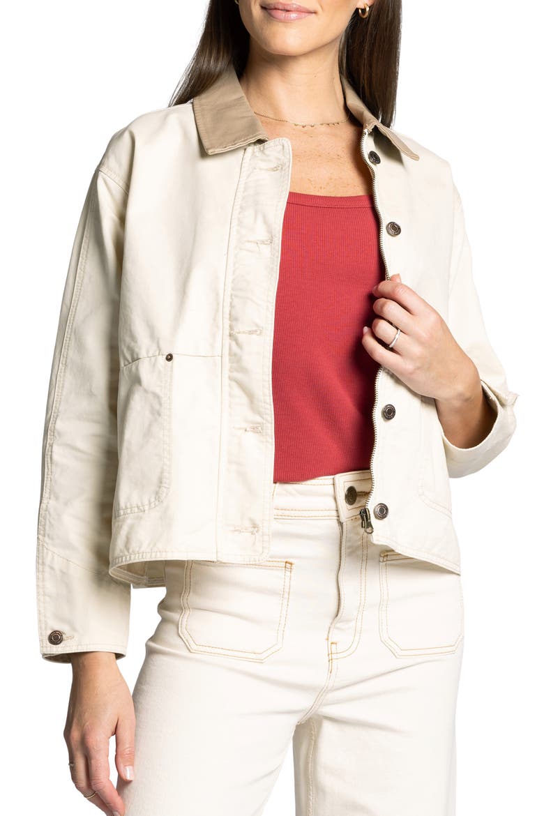 Zola Cotton Crop Barn Jacket, Main, color, ECRU