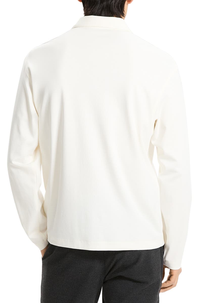 Theory City Relaxed Long Sleeve Cotton Polo, Alternate, color, White - 100
