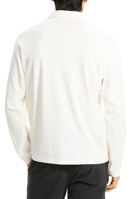 Theory City Relaxed Long Sleeve Cotton Polo In White