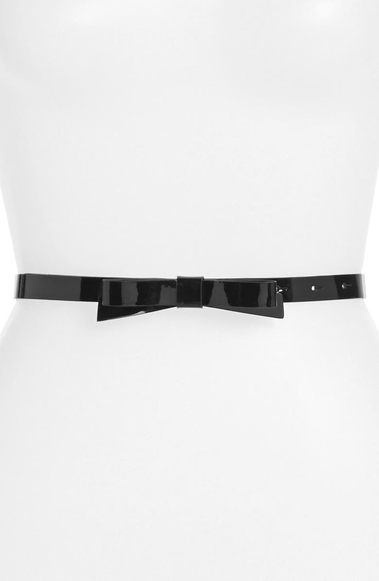 Kate Spade New York 'bow' skinny patent belt, Main, color, 