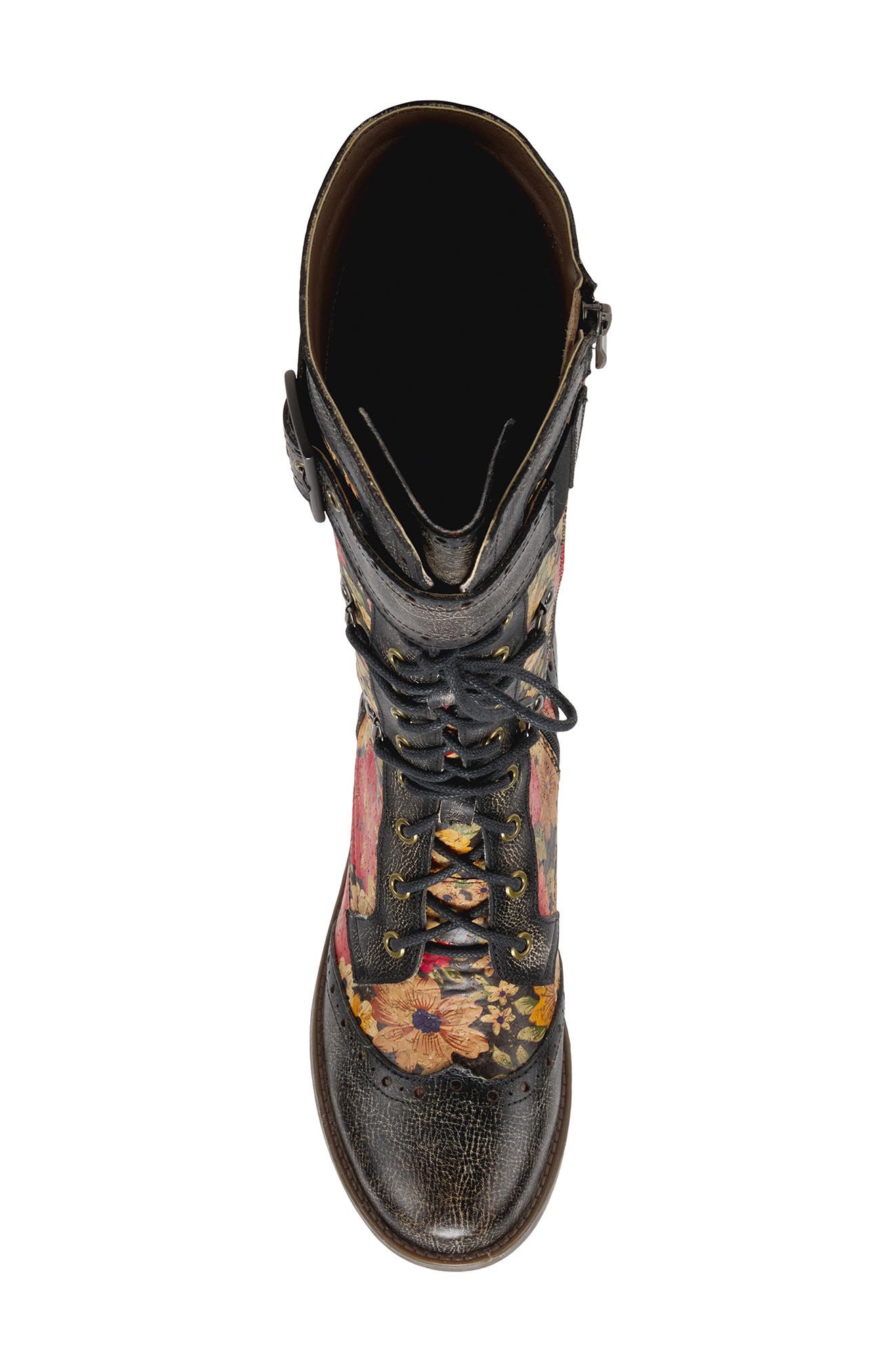 L'Artiste Kisha-Flora Leather Boot, Alternate, color, BLACK MULTI