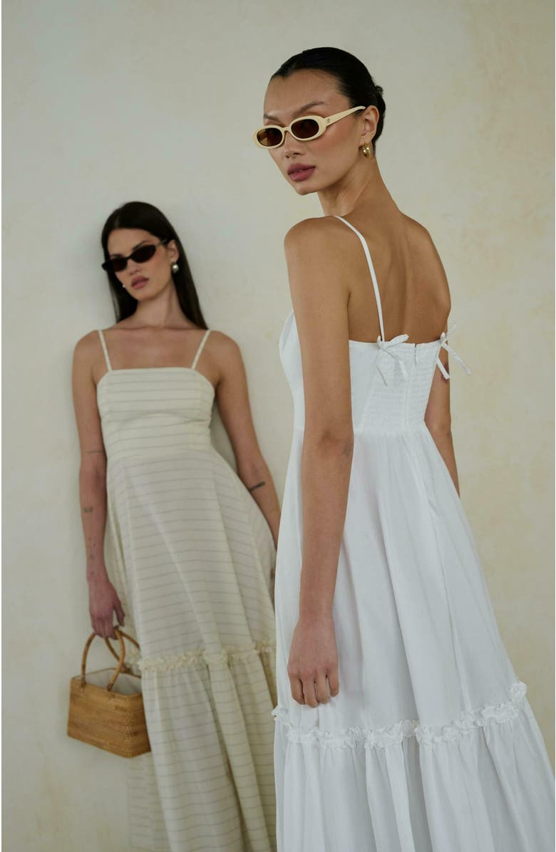 WeWoreWhat Ruffle Flare Midi Dress, Alternate, color, Classic White