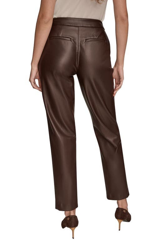 Donna Karan New York Faux Leather Ankle Slim Fit Pants In Brown