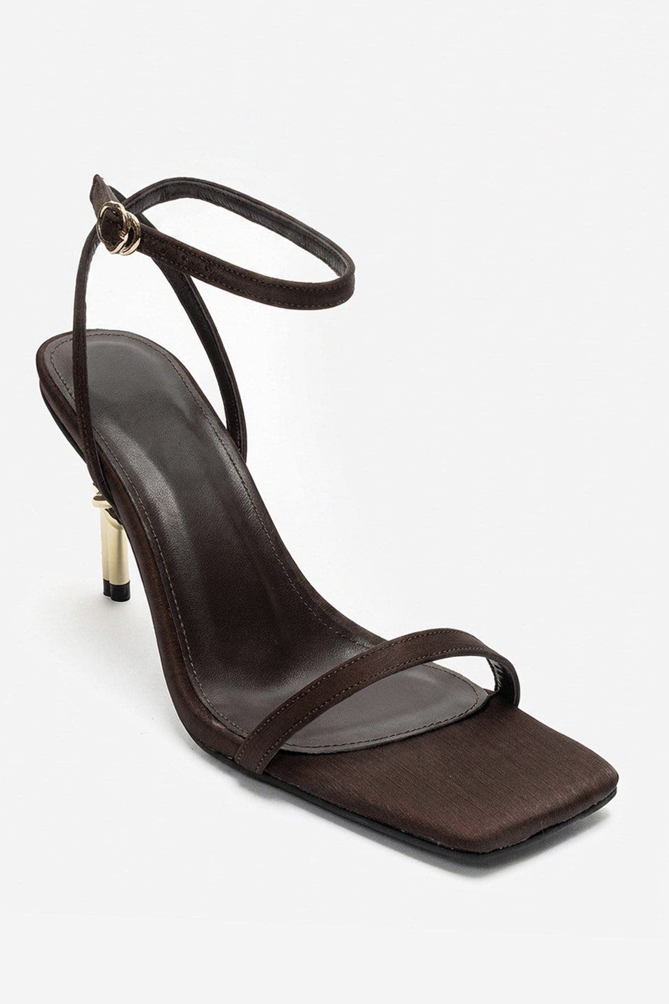 Sone Stiletto Ankle Strap Sandal, Alternate, color, Brown Satin