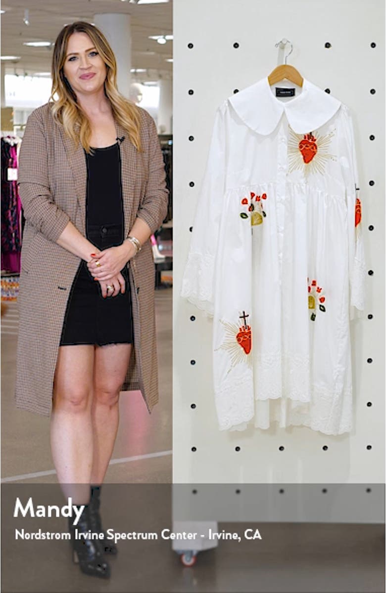 Embroidered Long Sleeve Cotton Dress, sales video thumbnail