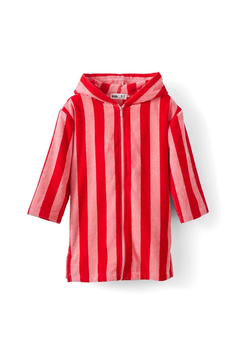Kid's Kids Zip Thru Hooded Towel, Main, color, Sunkissed Varsity Red Bold