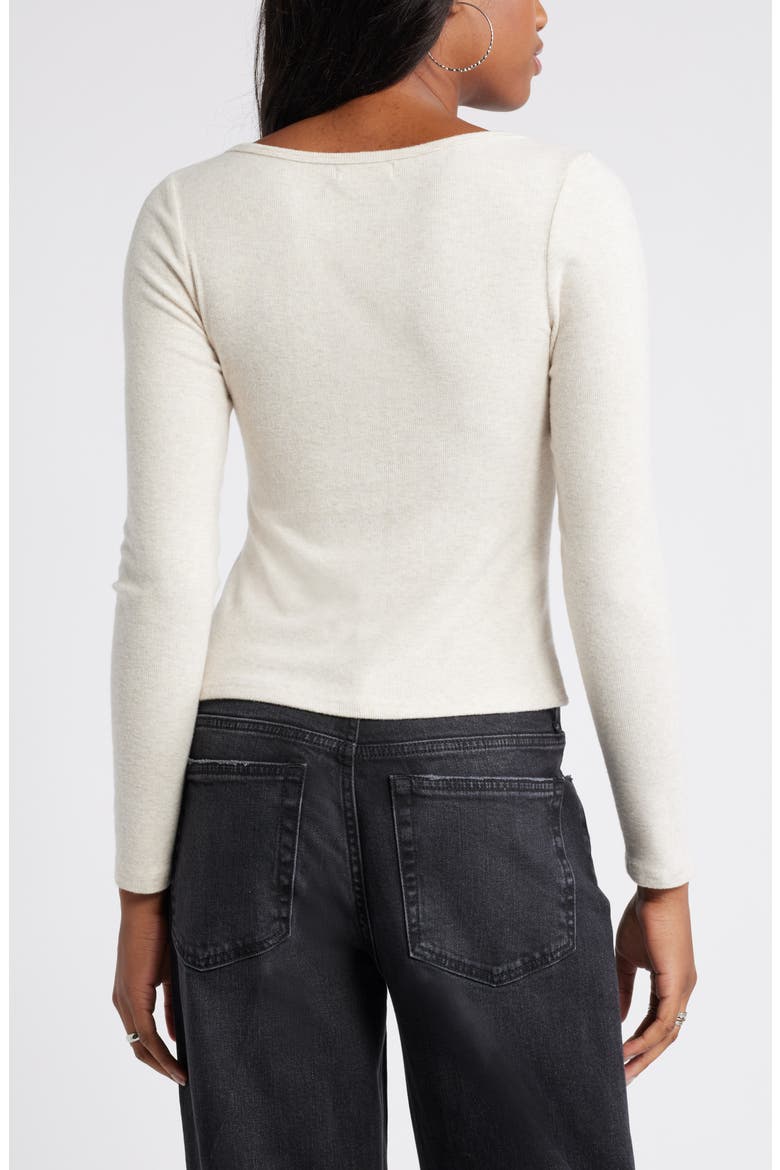 Women's Long Sleeve Rib Henley, Alternate, color, BEIGE OATMEAL LIGHT HEATHER