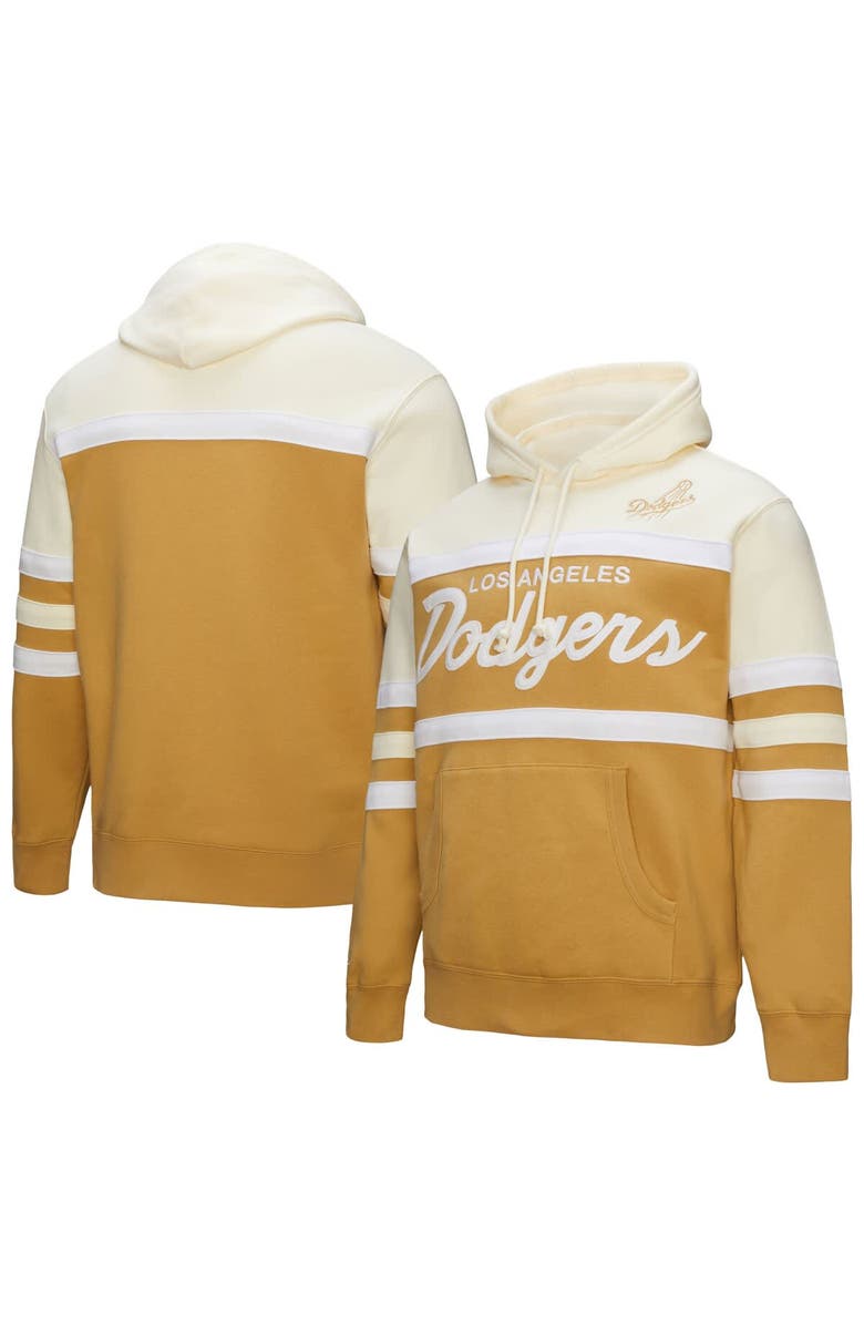 Mitchell & Ness Men's Mitchell & Ness Tan/Cream Los Angeles Dodgers Head Coach Pullover Hoodie, Main, color, Tan