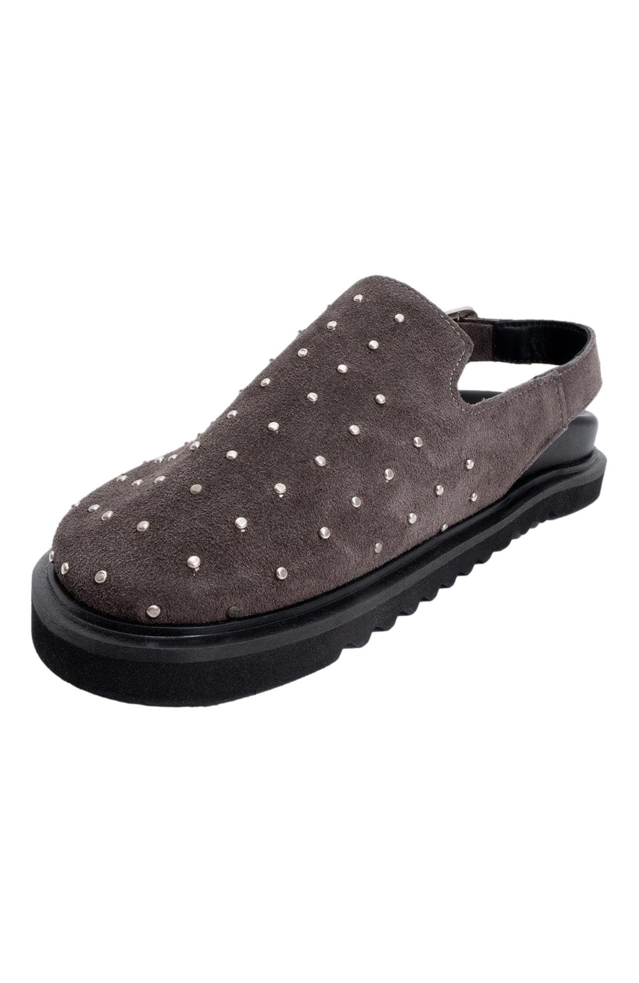 Forever & Always Shoes Our Leather Studded Clogs, Alternate, color, Dark Charcoal Suede
