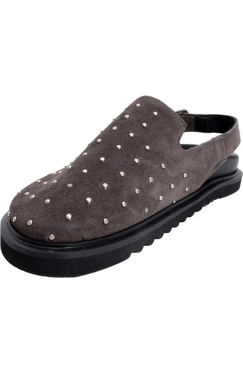 Forever & Always Shoes Our Leather Studded Clogs, Alternate, color, Dark Charcoal Suede