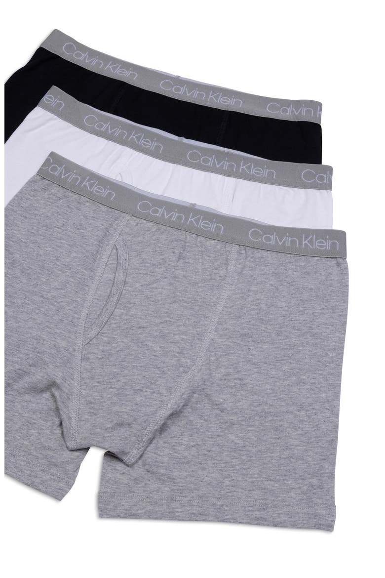 Kids' Pack of Three Boxer Briefs, Alternate, color, HEATHER GREY/ WHITE/ BLACK