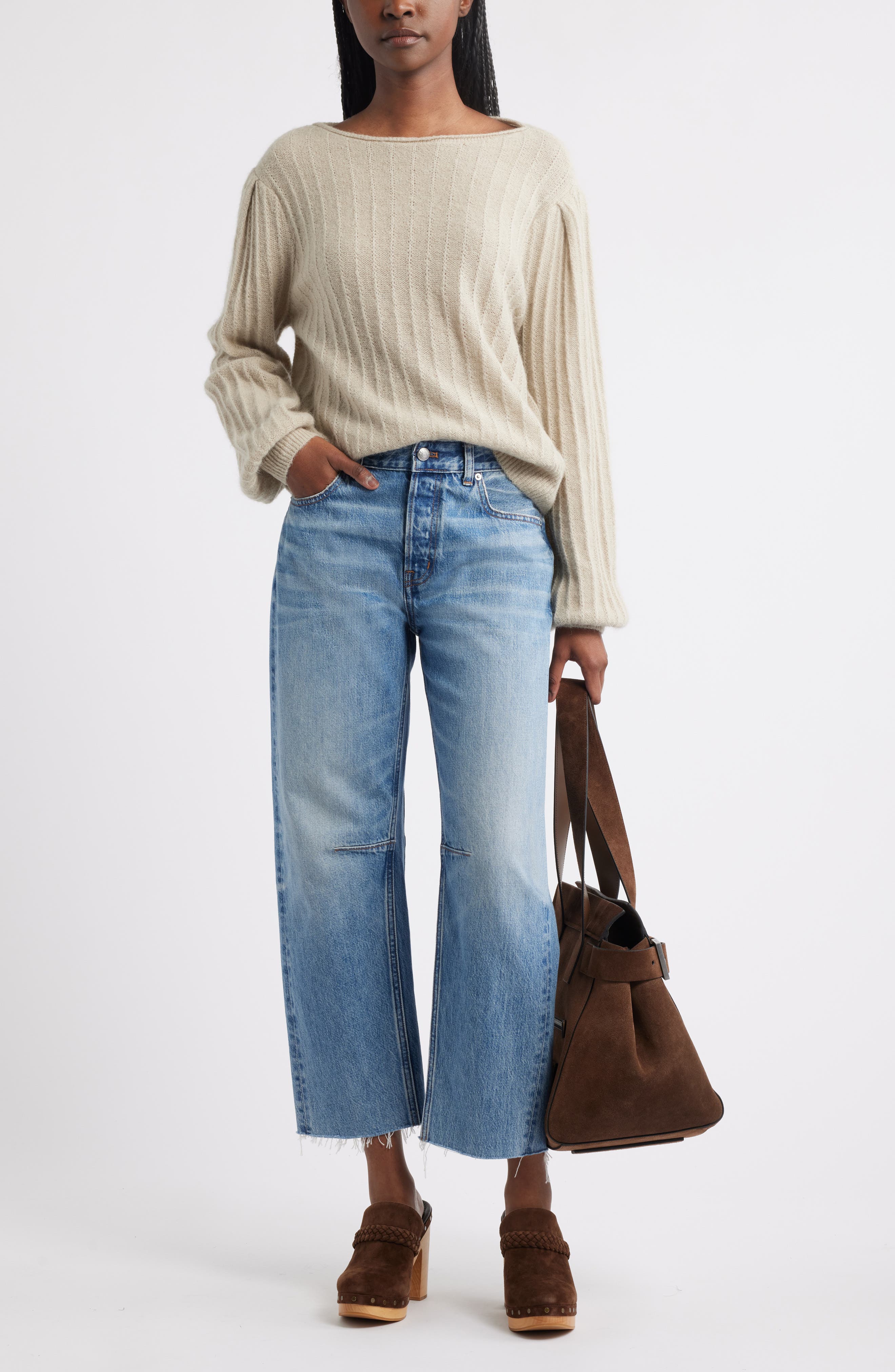Alpaca & Wool Blend Rib Sweater - image 2