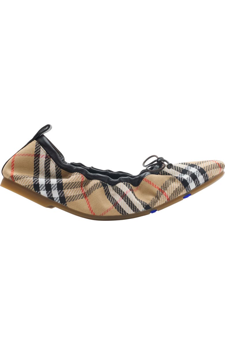 Burberry Check Fawn Ballerinas, Main, color, Sand Beige