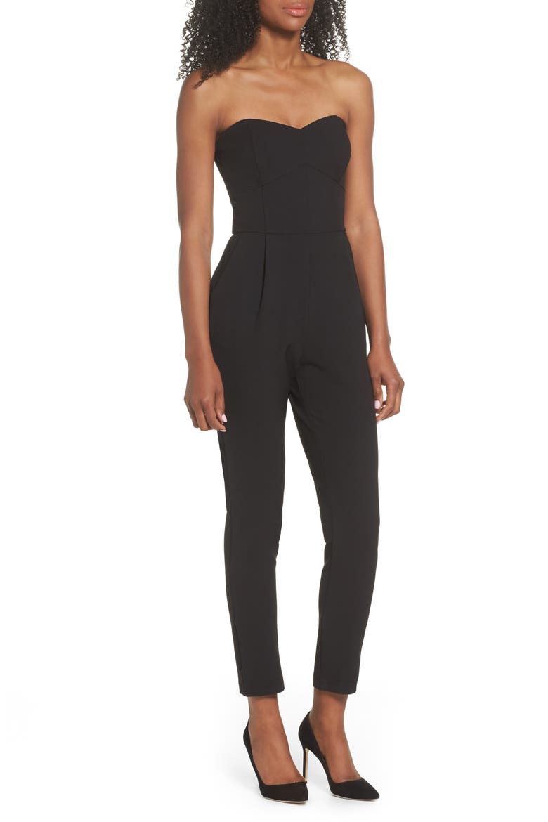 Strapless Slim Leg Jumpsuit, Main, color, BLACK